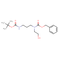 Chemical structure of benzyl N-(3-{[(tert-butoxy)carbonyl]amino}propyl)-N-(2-hydroxyethyl)carbamate - CSSB02516748387