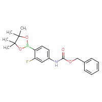 Chemical structure of benzyl N-[3-fluoro-4-(4,4,5,5-tetramethyl-1,3,2-dioxaborolan-2-yl)phenyl]carbamate - CSSB00010234744