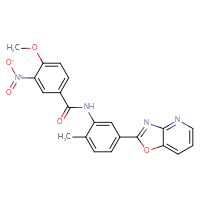 Chemical structure of 4-methoxy-N-(2-methyl-5-{[1,3]oxazolo[4,5-b]pyridin-2-yl}phenyl)-3-nitrobenzamide - CSSB00121686795