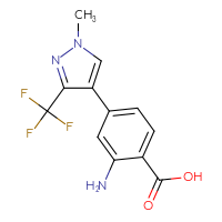 Chemical structure of 2-amino-4-[1-methyl-3-(trifluoromethyl)-1H-pyrazol-4-yl]benzoic acid - CSSB21531602862