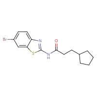 Chemical structure of N-(6-bromo-1,3-benzothiazol-2-yl)-3-cyclopentylpropanamide - CSSB00105653755