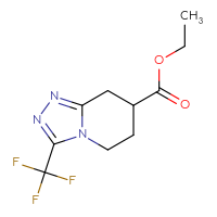 Chemical structure of ethyl 3-(trifluoromethyl)-5H,6H,7H,8H-[1,2,4]triazolo[4,3-a]pyridine-7-carboxylate - CSSB00133710001