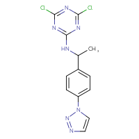 Chemical structure of 4,6-dichloro-N-{1-[4-(1H-1,2,3-triazol-1-yl)phenyl]ethyl}-1,3,5-triazin-2-amine - CSSB21332128103