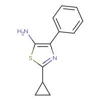 Chemical structure of 2-cyclopropyl-4-phenyl-1,3-thiazol-5-amine - CSSB00000689184