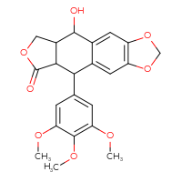 Chemical structure of 16-hydroxy-10-(3,4,5-trimethoxyphenyl)-4,6,13-trioxatetracyclo[7.7.0.0³,⁷.0¹¹,¹⁵]hexadeca-1,3(7),8-trien-12-one - CSSB00000743846