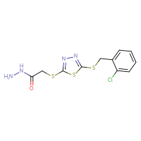 Chemical structure of 2-[(5-{[(2-chlorophenyl)methyl]sulfanyl}-1,3,4-thiadiazol-2-yl)sulfanyl]acetohydrazide - CSSB00000689574