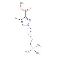 Chemical structure of methyl 4-iodo-1-{[2-(trimethylsilyl)ethoxy]methyl}-1H-pyrazole-3-carboxylate - CSSB20621662457