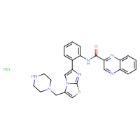 Chemical structure of N-(2-{3-[(piperazin-1-yl)methyl]imidazo[2,1-b][1,3]thiazol-6-yl}phenyl)quinoxaline-2-carboxamide hydrochloride - CSSB00015193880