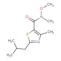 Chemical structure of N-methoxy-N,4-dimethyl-2-(2-methylpropyl)-1,3-thiazole-5-carboxamide - CSSB01994356014