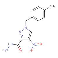 Chemical structure of 1-[(4-methylphenyl)methyl]-4-nitro-1H-pyrazole-3-carbohydrazide - CSSB00015199522
