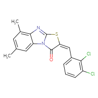Chemical structure of (4E)-4-[(2,3-dichlorophenyl)methylidene]-9,11-dimethyl-5-thia-2,7-diazatricyclo[6.4.0.0²,⁶]dodeca-1(12),6,8,10-tetraen-3-one - CSSB00160301098
