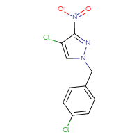Chemical structure of 4-chloro-1-[(4-chlorophenyl)methyl]-3-nitro-1H-pyrazole - CSSB00005818097