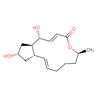 Chemical structure of (1R,6S,11aS,13S,14aR)-1,13-dihydroxy-6-methyl-1H,4H,6H,7H,8H,9H,11aH,12H,13H,14H,14aH-cyclopenta[f]oxacyclotridecan-4-one - CSSB00020619679
