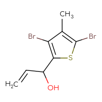 Chemical structure of 1-(3,5-dibromo-4-methylthiophen-2-yl)prop-2-en-1-ol - CSSB06363892075