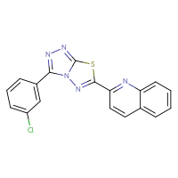 Chemical structure of 2-[3-(3-chlorophenyl)-[1,2,4]triazolo[3,4-b][1,3,4]thiadiazol-6-yl]quinoline - CSSB00121603942