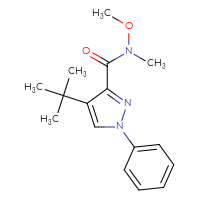 Chemical structure of 4-tert-butyl-N-methoxy-N-methyl-1-phenyl-1H-pyrazole-3-carboxamide - CSSB06990759538