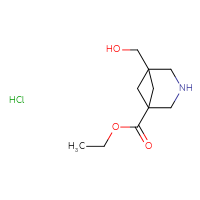 Chemical structure of ethyl 5-(hydroxymethyl)-3-azabicyclo[3.1.1]heptane-1-carboxylate hydrochloride - CSSB21043406897