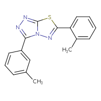 Chemical structure of 6-(2-methylphenyl)-3-(3-methylphenyl)-[1,2,4]triazolo[3,4-b][1,3,4]thiadiazole - CSSB00121633073