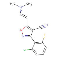 Chemical structure of 3-(2-chloro-6-fluorophenyl)-5-[2-(dimethylamino)ethenyl]-1,2-oxazole-4-carbonitrile - CSSB02125603405