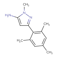 Chemical structure of 1-methyl-3-(2,4,6-trimethylphenyl)-1H-pyrazol-5-amine - CSSB00000323535