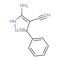 Chemical structure of 5-amino-3-phenyl-1H-pyrazole-4-carbonitrile - CSSB00011204402