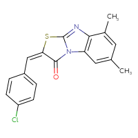Chemical structure of (4E)-4-[(4-chlorophenyl)methylidene]-9,11-dimethyl-5-thia-2,7-diazatricyclo[6.4.0.0²,⁶]dodeca-1(8),6,9,11-tetraen-3-one - CSSB02267477804