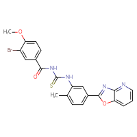 Chemical structure of 3-(3-bromo-4-methoxybenzoyl)-1-(2-methyl-5-{[1,3]oxazolo[4,5-b]pyridin-2-yl}phenyl)thiourea - CSSB00121706398