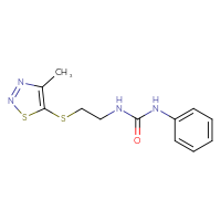 Chemical structure of 3-{2-[(4-methyl-1,2,3-thiadiazol-5-yl)sulfanyl]ethyl}-1-phenylurea - CSSB00025729382