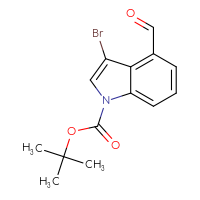 Chemical structure of tert-butyl 3-bromo-4-formyl-1H-indole-1-carboxylate - CSSB00010212828