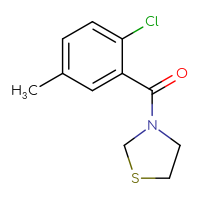 Chemical structure of 3-(2-chloro-5-methylbenzoyl)-1,3-thiazolidine - CSSB00785394756