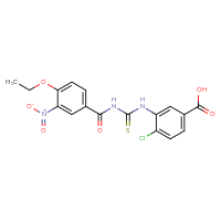 Chemical structure of 4-chloro-3-({[(4-ethoxy-3-nitrophenyl)formamido]methanethioyl}amino)benzoic acid - CSSB00102610462