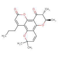 Chemical structure of (10R,11R)-6,6,10,11-tetramethyl-4-propyl-6,10,11,12-tetrahydro-2H-1,5,9-trioxatriphenylene-2,12-dione - CSSB00159260915