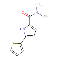 Chemical structure of N,N-dimethyl-5-(thiophen-2-yl)-1H-pyrrole-2-carboxamide - CSSB07408846643