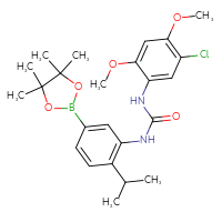 Chemical structure of 3-(5-chloro-2,4-dimethoxyphenyl)-1-[2-(propan-2-yl)-5-(4,4,5,5-tetramethyl-1,3,2-dioxaborolan-2-yl)phenyl]urea - CSSB21332090074