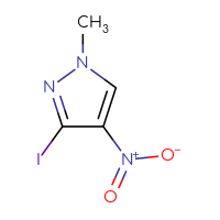 Chemical structure of 3-iodo-1-methyl-4-nitro-1H-pyrazole - CSSB00010783894