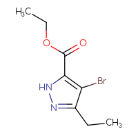 Chemical structure of ethyl 4-bromo-3-ethyl-1H-pyrazole-5-carboxylate - CSSB00010112745