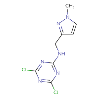 Chemical structure of 4,6-dichloro-N-[(1-methyl-1H-pyrazol-3-yl)methyl]-1,3,5-triazin-2-amine - CSSB00013122265
