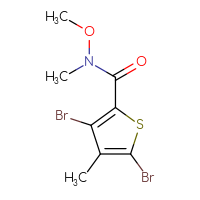 Chemical structure of 3,5-dibromo-N-methoxy-N,4-dimethylthiophene-2-carboxamide - CSSB06367797556
