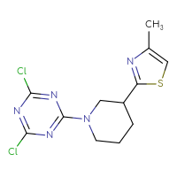 Chemical structure of 2,4-dichloro-6-[3-(4-methyl-1,3-thiazol-2-yl)piperidin-1-yl]-1,3,5-triazine - CSSB21332145609