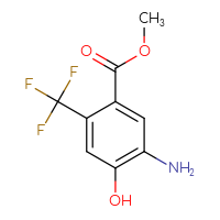 Chemical structure of methyl 5-amino-4-hydroxy-2-(trifluoromethyl)benzoate - CSSB00021639485