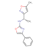 Chemical structure of N-[(1S)-1-(5-methyl-1,2-oxazol-3-yl)ethyl]-4-phenyl-1,3-oxazol-2-amine - CSSB21495873870