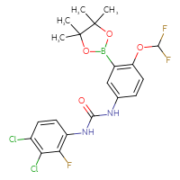 Chemical structure of 1-(3,4-dichloro-2-fluorophenyl)-3-[4-(difluoromethoxy)-3-(4,4,5,5-tetramethyl-1,3,2-dioxaborolan-2-yl)phenyl]urea - CSSB21332140633