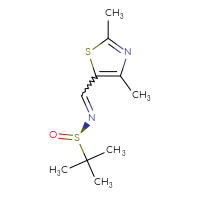 Chemical structure of (R)-N-[(2,4-dimethyl-1,3-thiazol-5-yl)methylidene]-2-methylpropane-2-sulfinamide - CSSB00019673663
