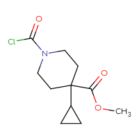 Chemical structure of methyl 1-(carbonochloridoyl)-4-cyclopropylpiperidine-4-carboxylate - CSSB14992515562