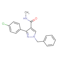 Chemical structure of 1-benzyl-3-(4-chlorophenyl)-N-methyl-1H-pyrazole-4-carboxamide - CSSB00044317761