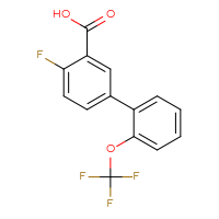 Chemical structure of 4-fluoro-2'-(trifluoromethoxy)-[1,1'-biphenyl]-3-carboxylic acid - CSSB00102592429