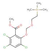 Chemical structure of methyl 2,3,5-trichloro-6-{[2-(trimethylsilyl)ethoxy]methoxy}benzoate - CSSB21432536544