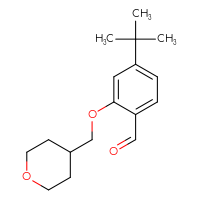 Chemical structure of 4-tert-butyl-2-[(oxan-4-yl)methoxy]benzaldehyde - CSSB20468058311