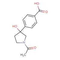 Chemical structure of 4-(1-acetyl-3-hydroxypyrrolidin-3-yl)benzoic acid - CSSB20269989739
