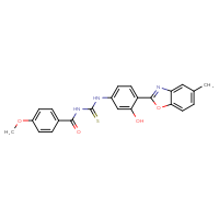 Chemical structure of 1-[3-hydroxy-4-(5-methyl-1,3-benzoxazol-2-yl)phenyl]-3-(4-methoxybenzoyl)thiourea - CSSB00132436135